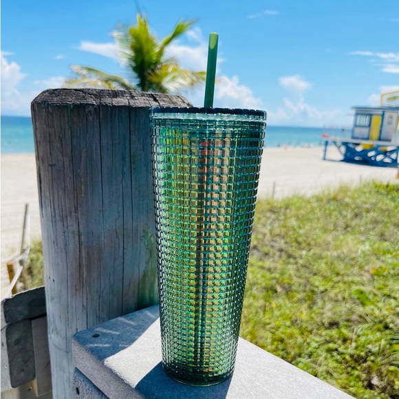 Starbucks Green Rainforest Grid Cup Iridescent Cold Tumbler Venti 24oz New 2022 - Picture 10 of 12